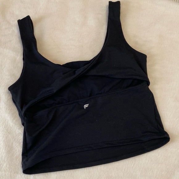 Fabletics Oasis Twist Built-In Bra Tank, Large, Black - Picture 2 of 3